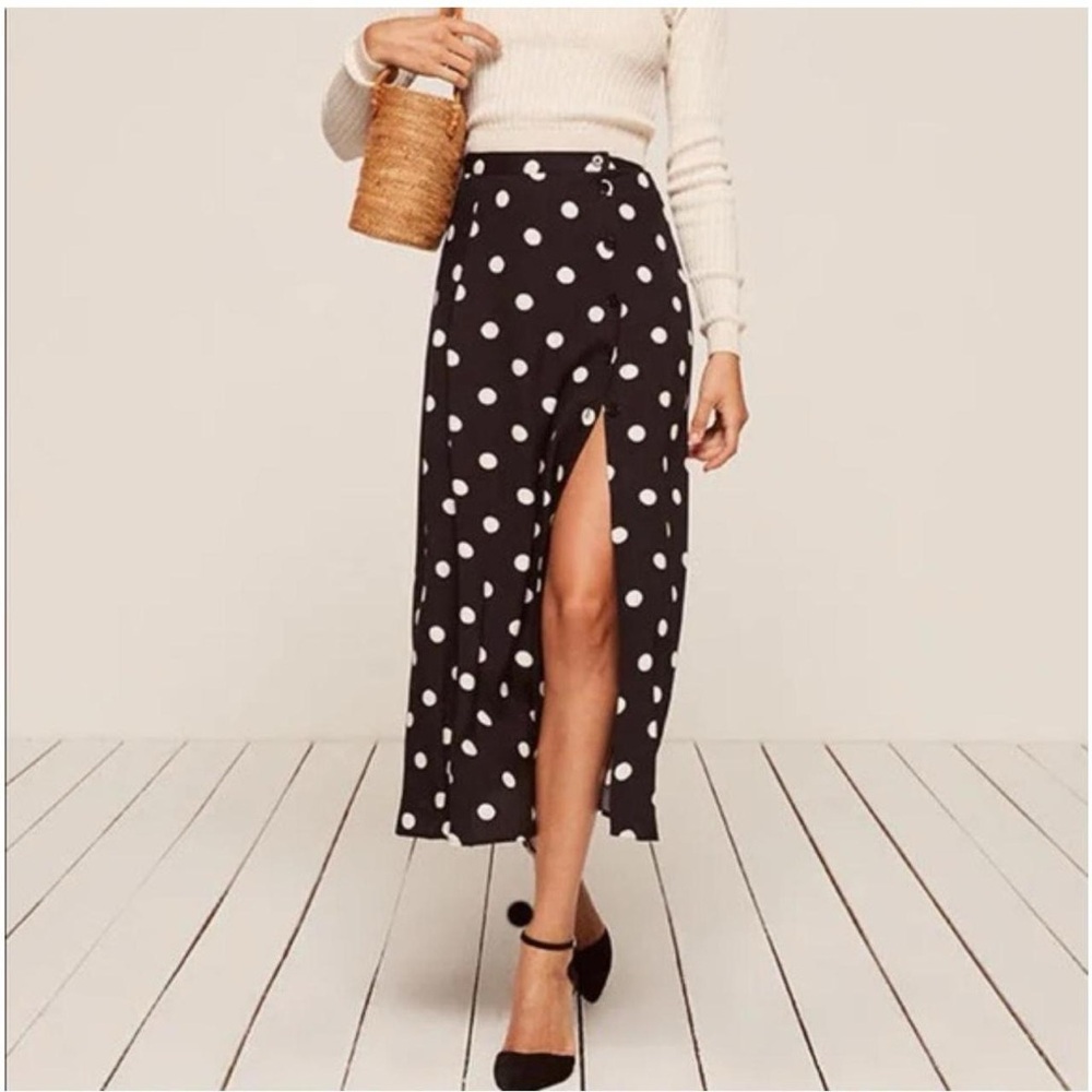Reformation black slit skirt